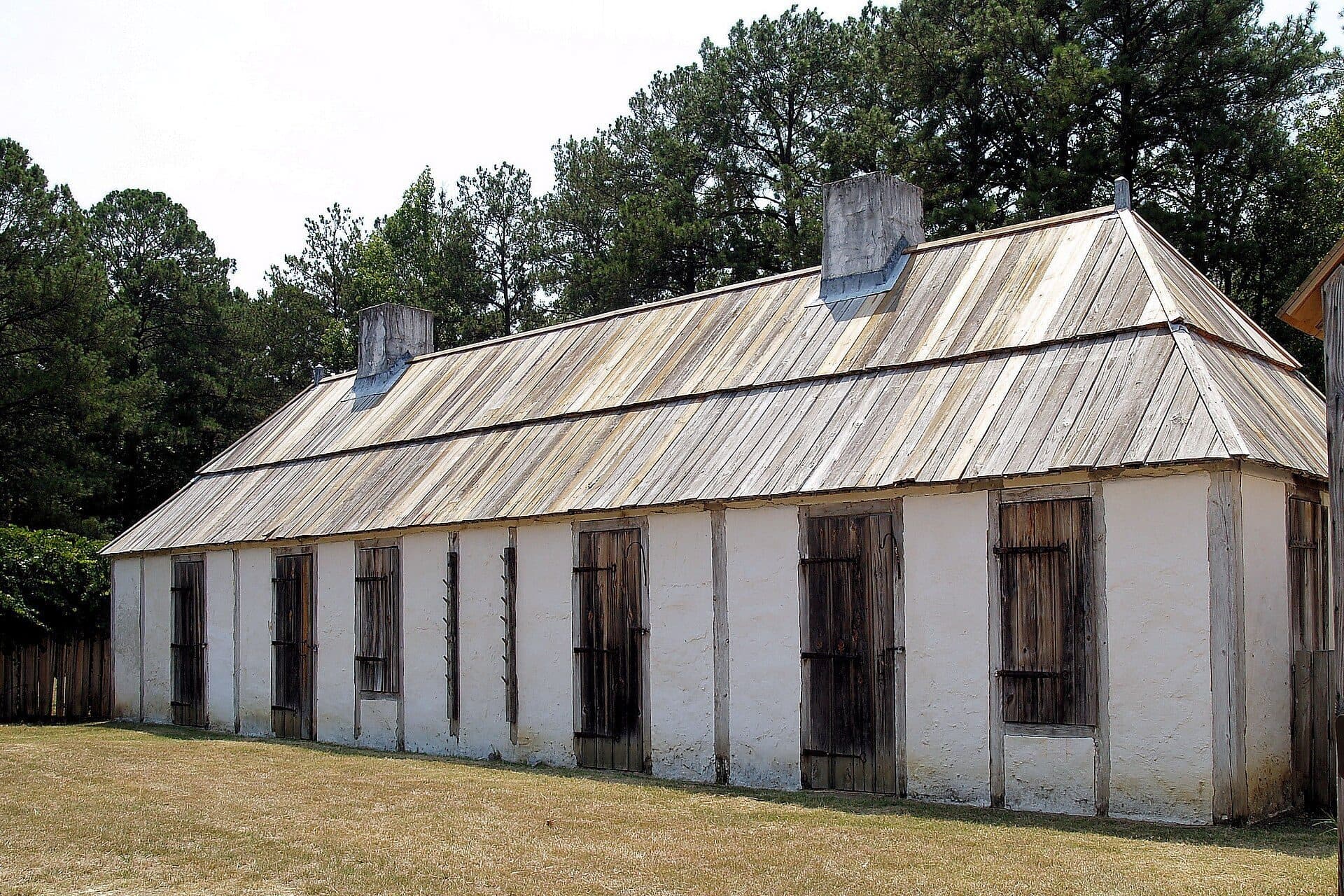 A reconstructed French colonial building at Fort Toulouse